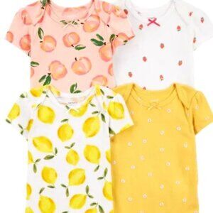 4-Pack of Carter's Girls 18M short-sleeved onesies body suits in yellows/pinks